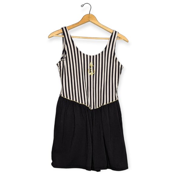 Vintage Tahiti Black & White Nautical One Piece Swimsuit Size 24W - Picture 1 of 14